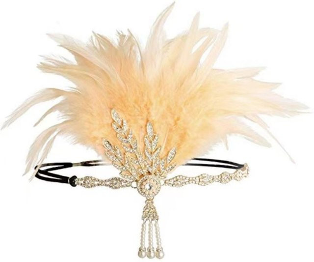 zhuhaizongheng Stirnband, Feder, beige, Damen - Bild 1