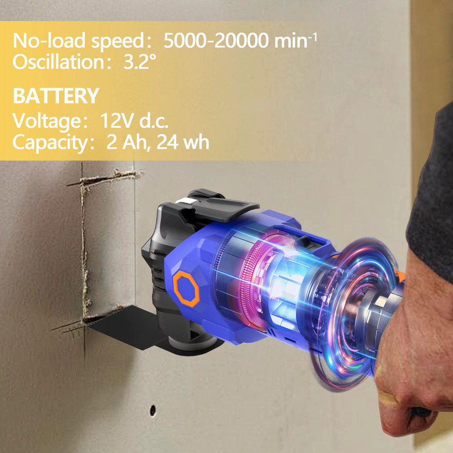 NEWONE 12V Multifunktionswerkzeug mit 6-Gang-Einstellung und LED-Licht in Blau - Bild 3