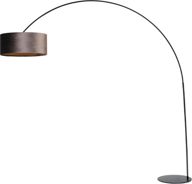 Masterlight Arch XXL Bogenleuchte in Schwarz Matt mit braunem Samtschirm - Bild 1