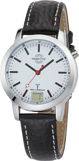 Master Time Damenuhr, Funk, Quarz, Edelstahl, 34 mm, Weiß - Bild 1