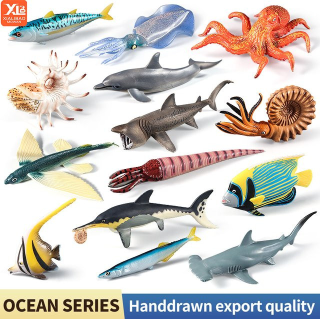 XIALIBAOMOWAN Sea Life Unterwasserwelt-Actionfiguren, Walhai, Oktopus, Pinguin, Lernspielzeug - Bild 1