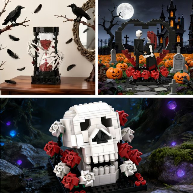 SixBricks Dark Romance Skelett, Bausteine Set, Weiß - Bild 1