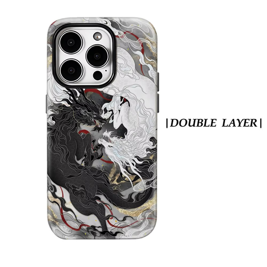 Potdemiel Magnetische Handyhülle mit Yin-Yang Drachen-Tapisserie für iPhone 17 16 15 14 13 Pro Max Plus, Mehrfarbig - Bild 7