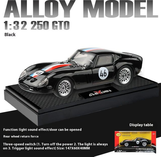 Linyi toy car 250-Gto Automodell, Supersportwagen, 1:32, Metall, ab 14 Jahren - Bild 1