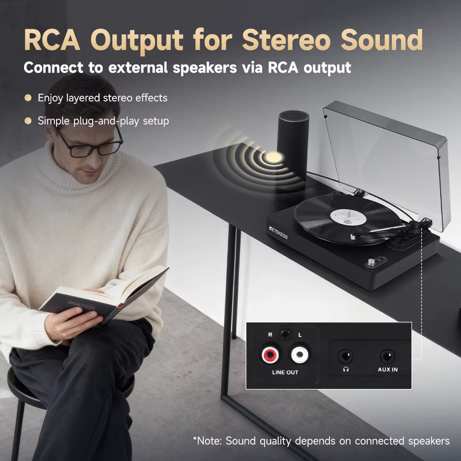 Retekess TR643 Vintage-Plattenspieler mit Bluetooth in Schwarz - Bild 4
