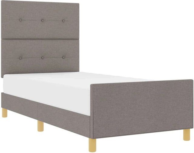 vidaXL Bettgestell mit Kopfteil in Taupe, gepolstert, B/T/H: 100 x 200 x 128 cm - Bild 1