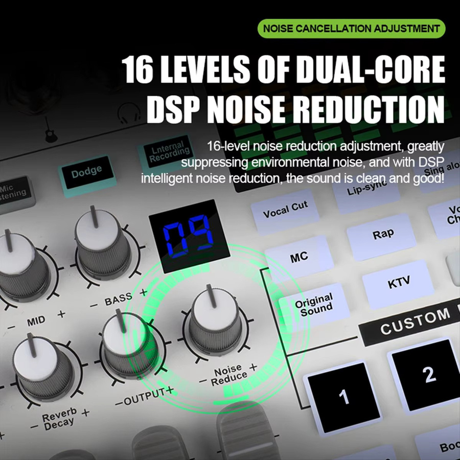 DTC5 SN800 Live-Soundkarte Audio-Mixer mit Stimmverzerrer für Rundfunk, Aufnahme und Musik - Bild 5