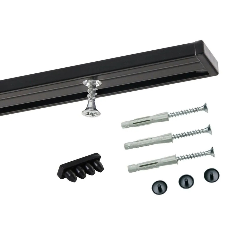 Deco-Raum Gardinenschiene nach Maß 1-Lauf für Deckenmontage, gerade, Schwarz, Länge: 240 cm - Bild 2