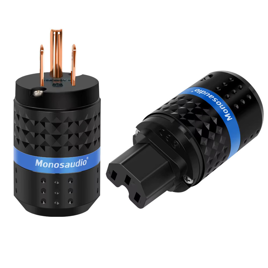 Monosaudio Reinkupfer-Netzstecker M102F102 in Schwarz mit IEC320 C15 Anschluss für Audio DIY Netzkabel - Bild 3
