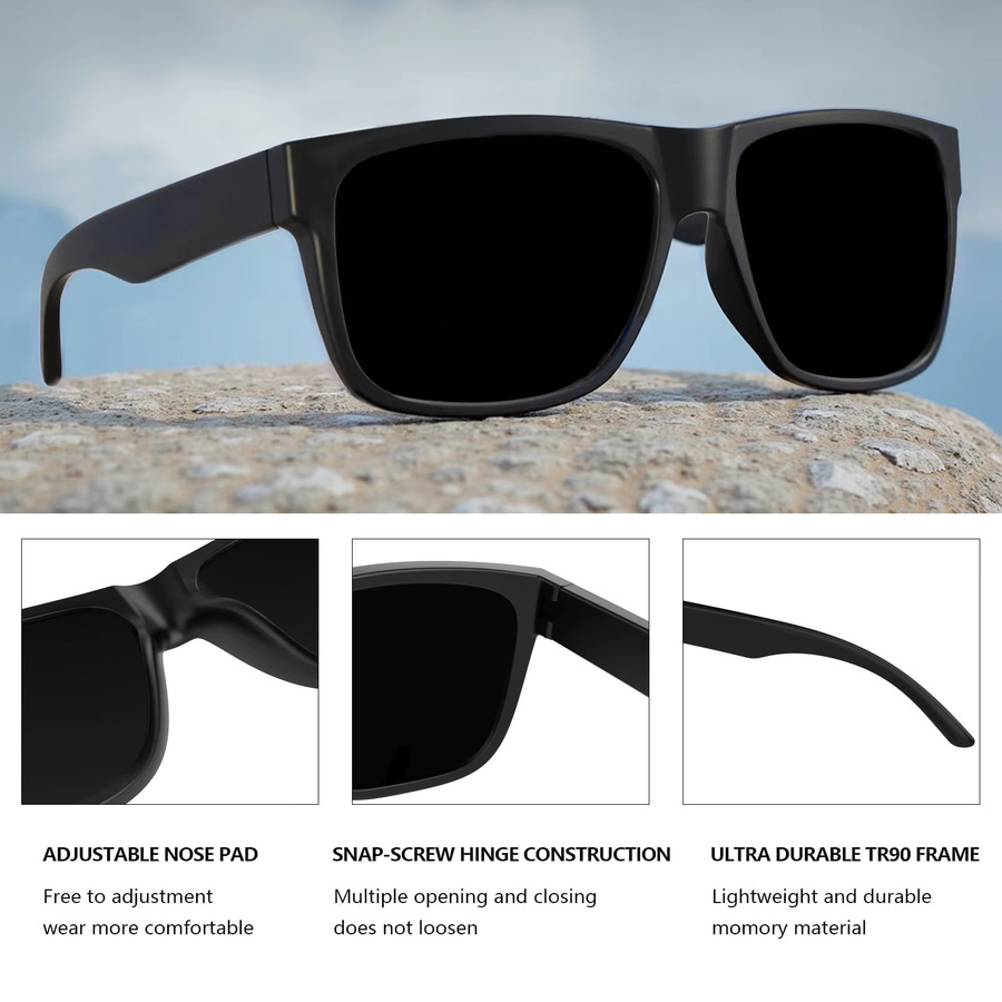 MAXJULI Z8246 Sonnenbrille, Quadratisch, Vollrand, TR90, Unisex, Black - Bild 5