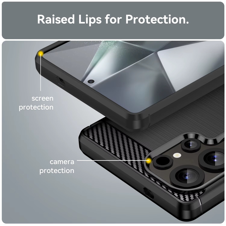 Schutzhülle aus weichem TPU-Silikon mit Carbon-Faser-Optik für Samsung Galaxy S25 S24 S23 Ultra Plus FE in Schwarz - Bild 4