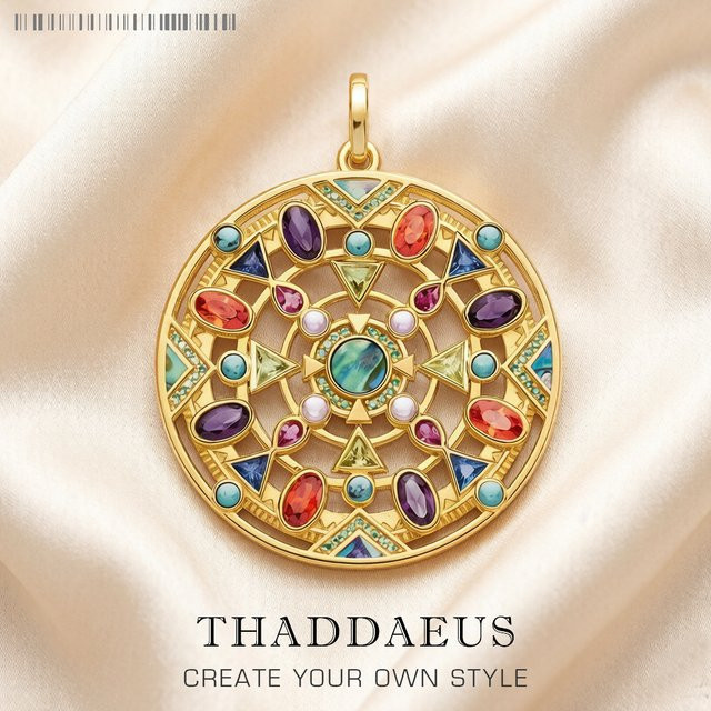 Thaddaeus Amulett-Anhänger, 925 Silber, Gold, Kristall, Damen - Bild 1