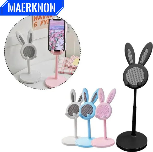 Verstellbarer Handyhalter mit Cartoon-Häschen Design in Weiß für iPhone, Samsung und Xiaomi - Bild 1