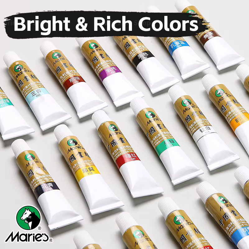 Marie 5-teiliges Pigment-Set mit chinesischen Farben in Multicolour und Braun, 12 ml pro Flasche, ideal für Landschafts-, Figuren-, Tintenwäsche- sowie Vogel- und Blumenmalerei - Bild 4