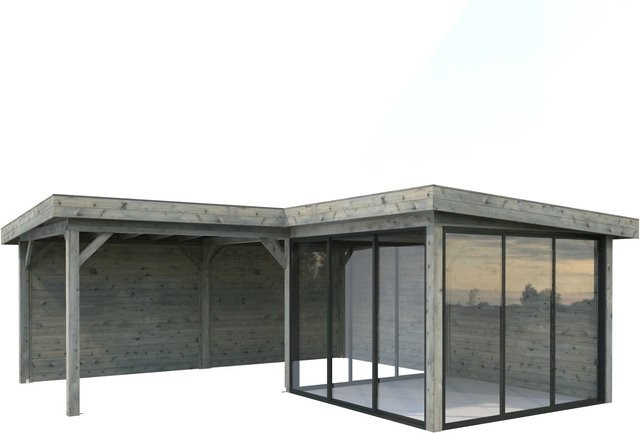 Palmako Pavillon Lenna Set 412 Slide aus Fichtenholz, Grau, B/T/H: 588 x 588 x 245 cm - Bild 1