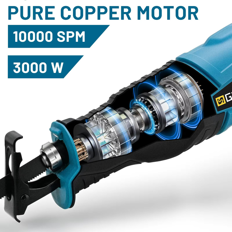 Gisam G perfil 10000SPM Elektrische Säbelsäge Multifunktions-Akku-Elektrosäge zum Schneiden von Metall, Holz und Rohren, kompatibel mit Makita 18 V Akku - Bild 3