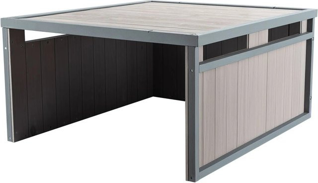 Wiltec Mähroboter Holzgarage mit Flachdach aus Tannenholz in Betongrau Grau, B/T/H: 80 x 70 x 38 cm - Bild 1