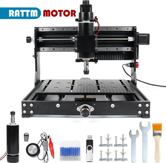 POWACE 2 in 1 CNC Fräsmaschine und Lasergraviermaschine mit 500W Leistung, 3-Achsen GRBL 3020 Plus, Schwarz, B/T/H: 46,1 x 39,1 x 35,7 cm - Bild 1