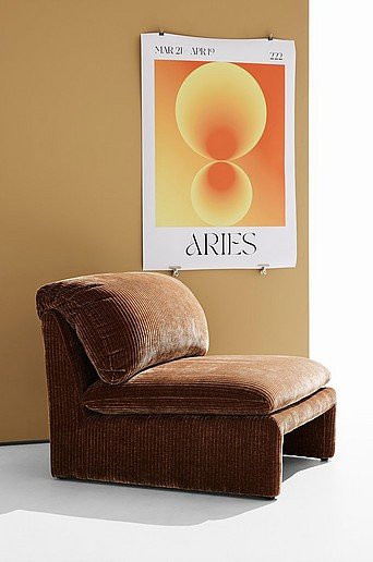 Arlo Sessel im Retro-Design mit Samt- und Cordbezug in Beige, Orange oder Braun - Bild 1