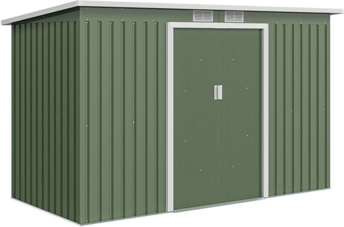 Outsunny Gartenhaus Geräteschuppen aus Stahl mit Schiebetür und Lüftungsfenster, Pultdach, Hellgrün, B/T/H: 280 x 130 x 172 cm - Bild 3