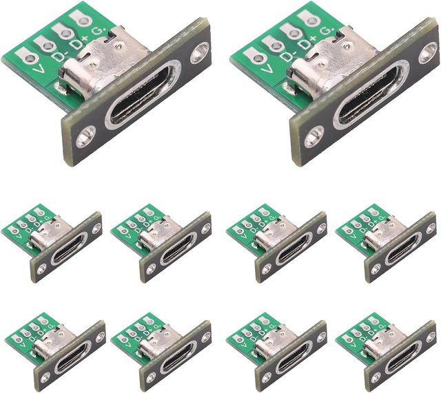 AOKIN 10er Set USB 3.1 Typ C Buchse Konverter Board mit schwarzer Befestigungsplatte - Bild 1
