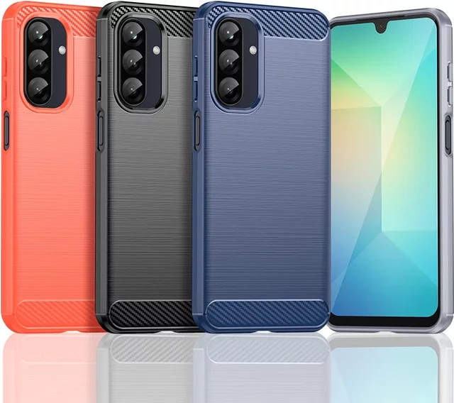 Samsung Galaxy A26 A36 A56 A16 A06 Schutzhülle aus weichem Silikon im Carbon-Look in Schwarz und Rot - Bild 1