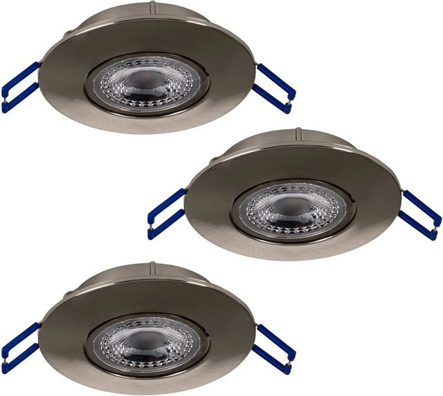 EGLO LED Einbauleuchten ZUJAR 3er-Set, Nickel-matt, Warmweiß, Durchmesser: 9 cm - Bild 1