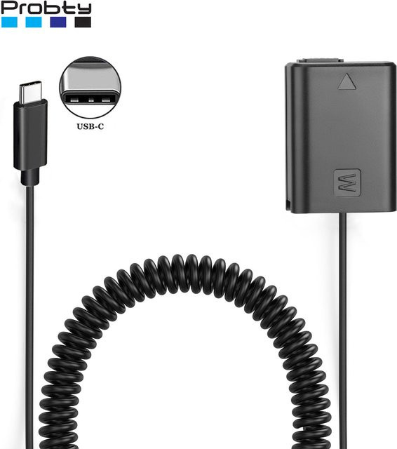 AC-PW20 USB-C Dummy-Akku Adapter für Sony Alpha ZV-E10 A6000 A6100 A6300 A6400 A6500 A5000 A5100 A7 A7II A7RII A7S in Schwarz - Bild 1