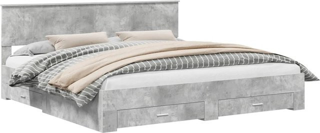 vidaXL Bettrahmen mit Kopfteil in Beton Grau aus Holzwerkstoff, B/T: 200 x 200 cm - Bild 1