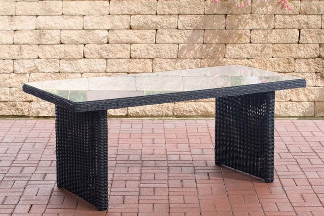 TPFGarden Tisch Fonda aus Polyrattan in Schwarz mit Glasplatte und Aluminiumgestell, B/T/H: 180 x 90 x 75 cm - Bild 1