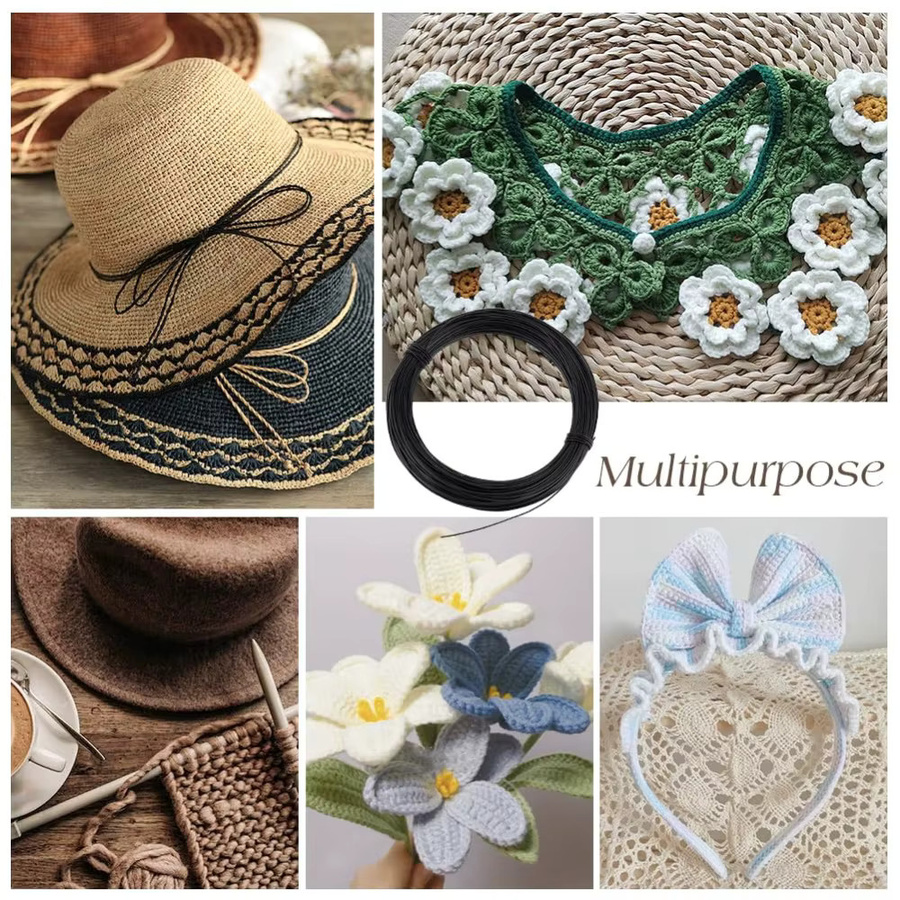 Schwarzer Millinery-Draht für DIY-Nähzubehör und Blumenarbeiten, 50 m Länge, Durchmesser: 1 mm, Farbe: Schwarz - Bild 6