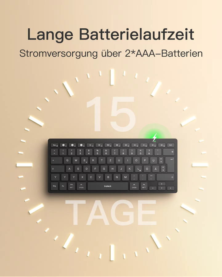 Inateck Bluetooth Tablet Tastatur KB01003 in Schwarz kompatibel mit Android, iOS, Windows PC und iPad - Bild 2