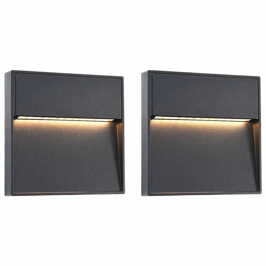 vidaXL 2er Set Außenwandleuchten aus Gussaluminium in Schwarz, quadratisches LED-Design für den Außenbereich mit warmweißem Licht und IP54 Schutzklasse - Bild 2