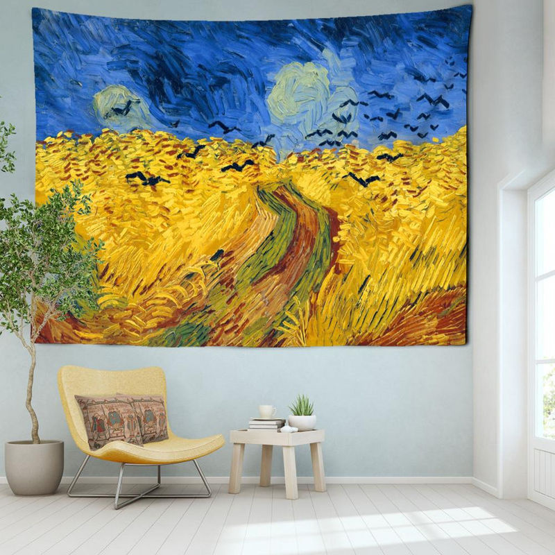 Golden Field Wandbehang Retro Hippie Tapisserie mit psychedelischem Engel-Motiv, mehrfarbig, B: 95 cm, H: 70 cm - Bild 2