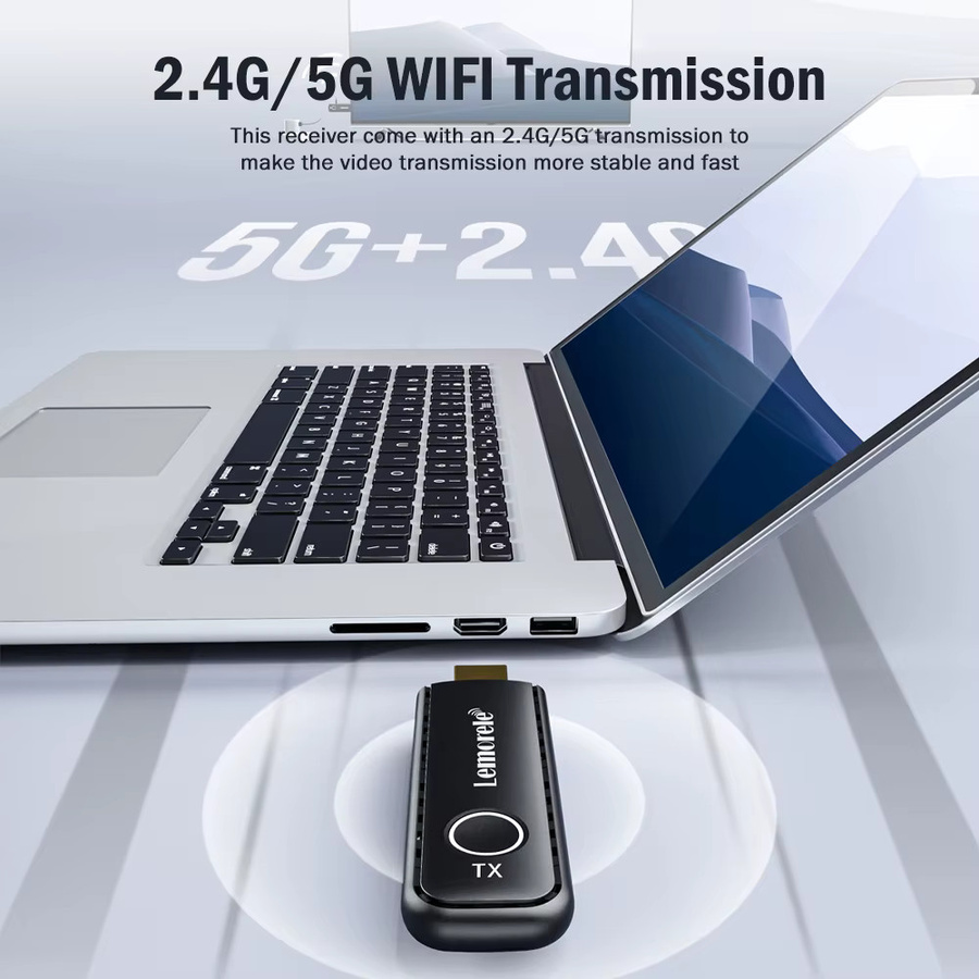 Lemorele Wireless HDMI Sender und Empfänger Set in Schwarz, 1080P Display Dongle Extender für Kamera, Laptop und PC - Bild 3