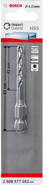 Bosch HSS Spiralbohrer Impact Control in Silber mit Sechskantschaft Durchmesser: 4 mm, Länge: 83 mm, Breite: 43 mm - Bild 2