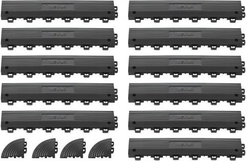 VEVOR Transition Edge Kit 11-teiliges Rampenstück für Garagenboden aus PP in Schwarz, B: 31 cm, nur kompatibel mit VEVOR Drainagematten - Bild 1