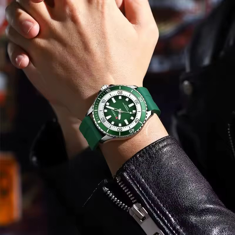 CURREN Armbanduhr, Quarz, Silikonarmband, Grün, Herren - Bild 2