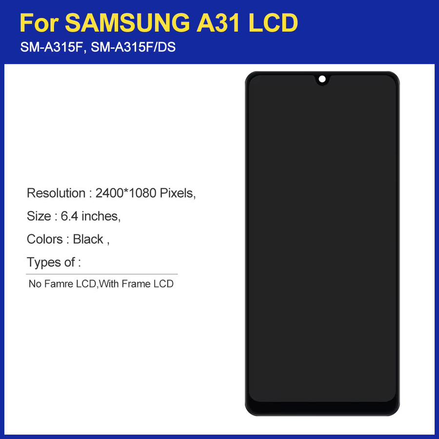 Samsung Galaxy A31 LCD-Display mit Rahmen und Touch-Digitizer-Baugruppe in Schwarz für Samsung A315 A315F Bildschirmersatz - Bild 2