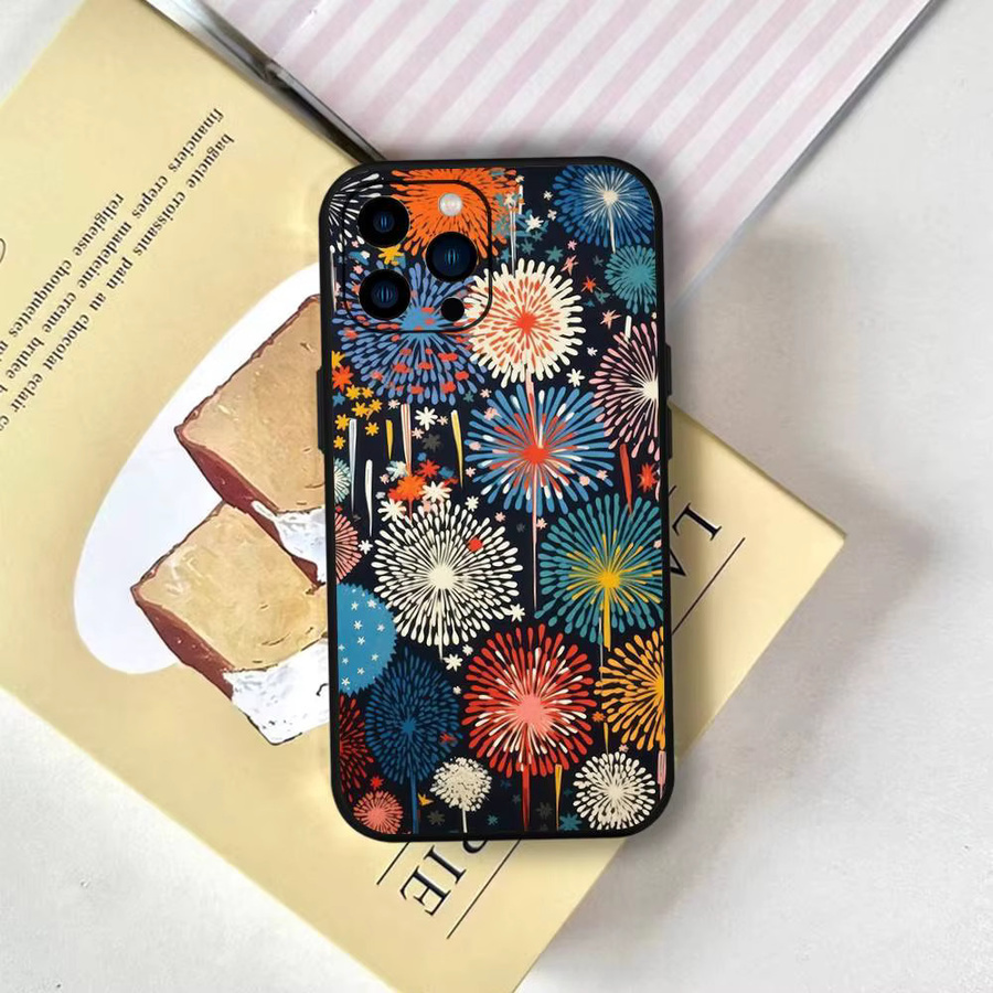 Bunte Feuerwerk Silikon Softcase Handyhülle für iPhone 11 bis iPhone 17 Pro Max in Schwarz - Bild 2