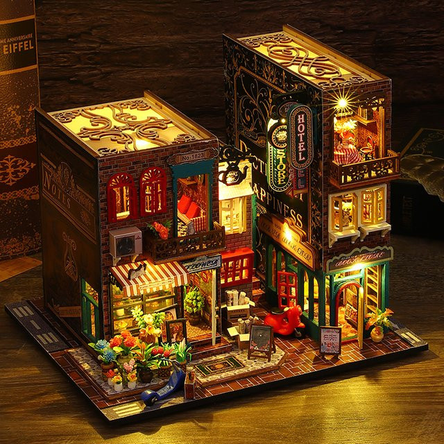Battoom DIY Mini 3D-Puzzles Holzpuppenhäuser, Miniatur-Puzzle-Möbel, Holz - Bild 1