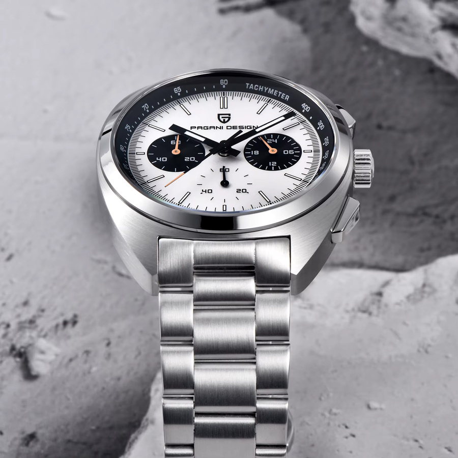 Pagani Design Chronograph, Quarz, Edelstahl, Weiß, Herren - Bild 5