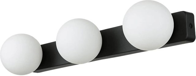 Licht-Erlebnisse Wandlampe aus Metall und Glas in Schwarz und Weiß mit 3x G9 Kugelschirm, Breite: 40 cm - Bild 1