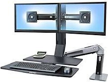 Ergotron WorkFit-A Dual Steh-Sitz-Arbeitsplatz in Schwarz und Silber mit 75x75 cm Tischfläche - Bild 1