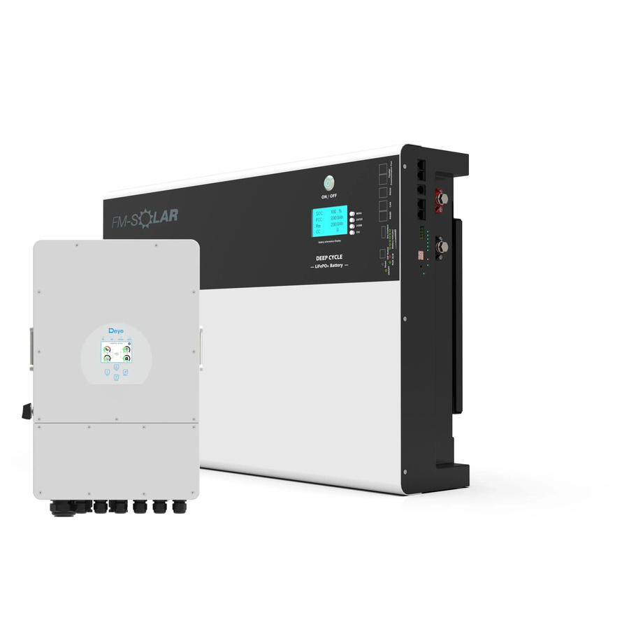 Deye 3-Phasen Hybrid-Wechselrichter On/Off-Grid 12kW mit 50kWh LiFePO4 Wand-Batteriespeicher in Weiß - Bild 2