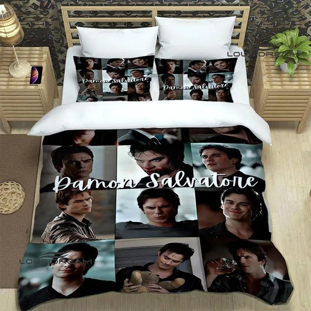 Gu Tao Bettwäsche-Set The Vampire Diaries Damon Salvatore, Mehrfarbig, B/H: 200 x 200 cm - Bild 1