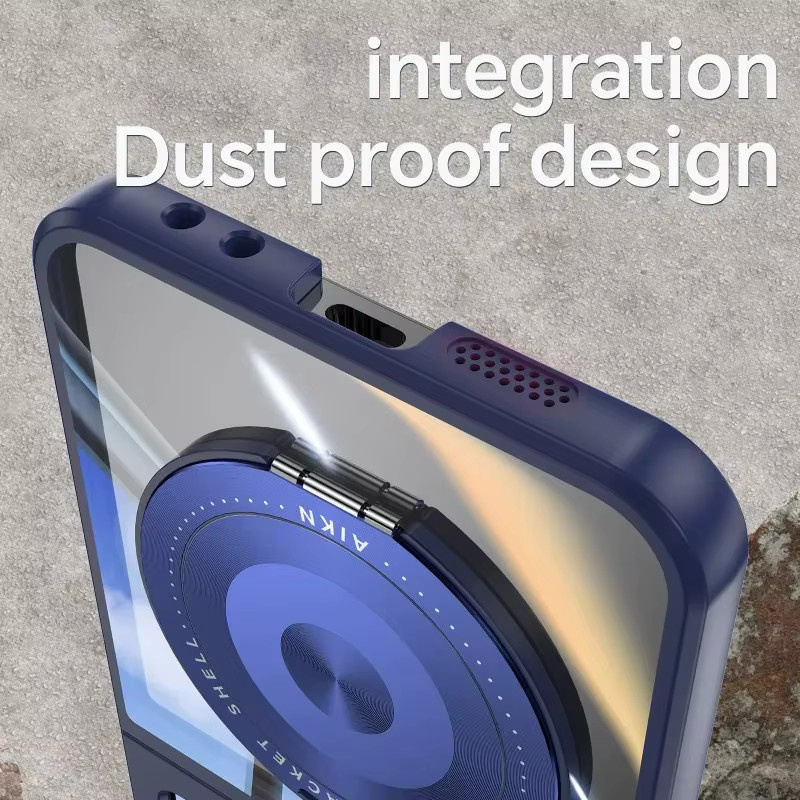 Magnetische Samsung Galaxy Z Flip 7FE 6 5 4 3 Handyhülle mit transparentem Gehäuse, mattfarbenem Rahmen in Blau und drehbarem Ringständer für optimalen Schutz - Bild 5