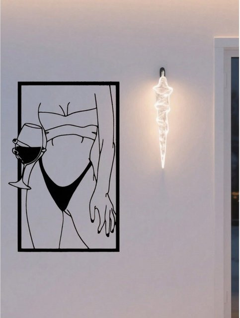 Vineyard Muse Metall-Wandkunst Dekoration in Schwarz, Schmiedeeiserne Skulptur einer Frau mit Weinglas, Rechteckig, Höhe: 40,0 cm, Breite: 26,0 cm - Bild 1