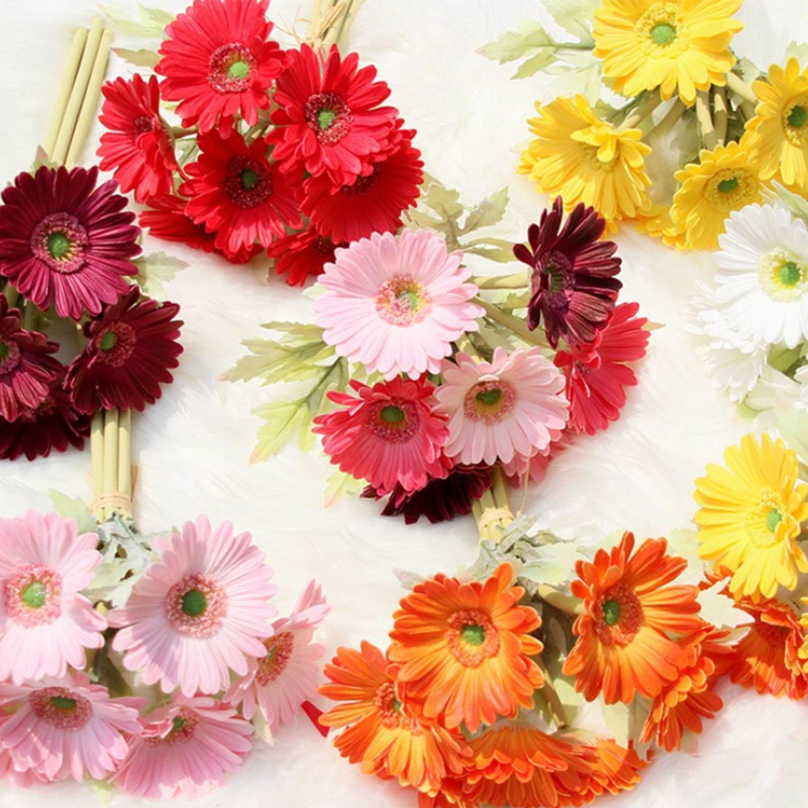 Dekoratives Bouquet aus künstlichen Gerbera und Gänseblümchen von OutsideWorld für deine Heimdekoration oder Hochzeitssträuße - Bild 2