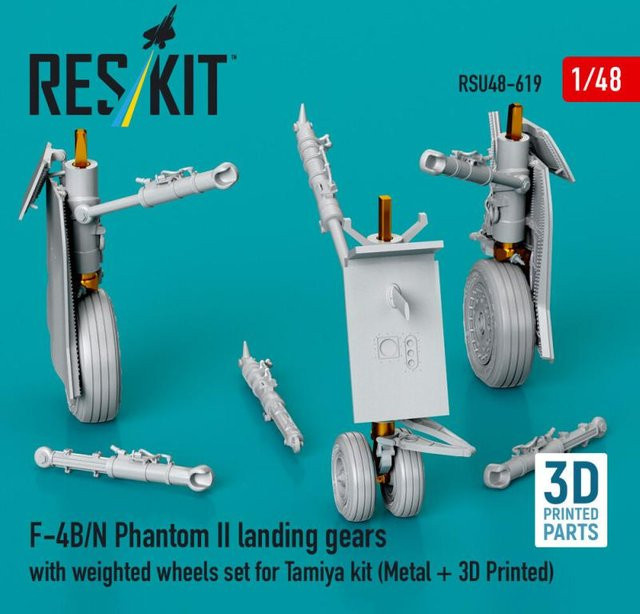 Tamiya F-4B/N Phantom II landing gears with weighted wheels set, Metal + 3D Printed - Bild 1